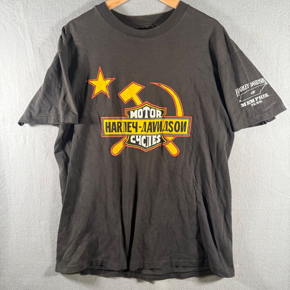 Vintage Harley-Davidson Russia Siberia Memphis TN Graphic T-Shirt Mens 22x29